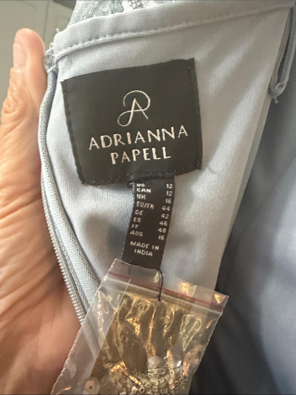 Adrianna Papell Silver Beaded Floral Evening Dress Size 12 Worn once - Picture 3 of 3